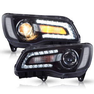 For 2011-2023 Chrysler 300 Black LED DRL Assembly Pair VLAND Headlights Lamps - Picture 1 of 19