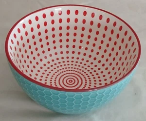 Pfaltzgraff Ciotola in ceramica turchese rosso e bianco 6" - Foto 1 di 12