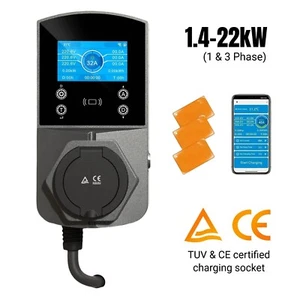 EV Charging Station 1.4-22kW, 1&3 Phase, WiFi APP & RFID enabled, Smart Charger - Bild 1 von 19