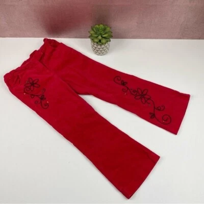 KC Parker Red Velvet Black Beaded Floral Pants Child Girl Size 6 - Image 1 of 4
