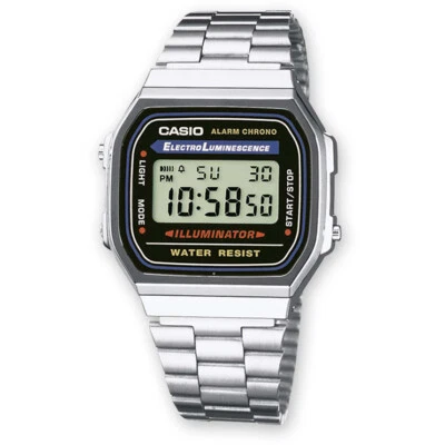 Unisex Herrenuhr Damenuhr CASIO A168WA-1W VINTAGE Klassiker Stahl Weckfunktion - Bild 1 von 4