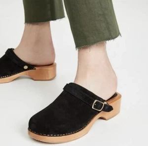 RE/DONE Black 70s Suede Classic Slip On Platform Clogs Women’s EU 37 - Picture 1 of 15