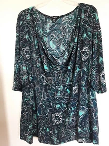 Top tejido George para mujer talla grande cachemira capucha cuello elástico 3X - Imagen 1 de 3