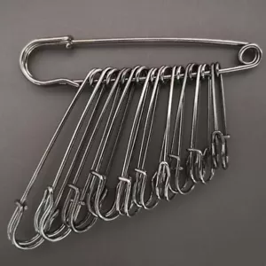 Spille di sicurezza lunghezza 75 mm diapositiva a filo 1,5 mm spille da cucire in metallo grandi nere 20 pz - Foto 1 di 7