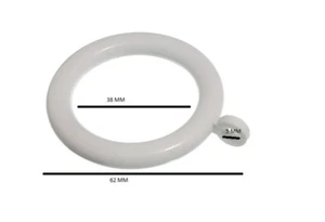 White Plastic Curtain Pole Rod Anneau 37mm Id Od 52mm Pack Of 10 - Picture 1 of 1