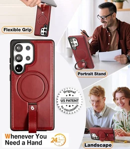 Funda de Lujo para Galaxy y iPhone Magsafe Magnética Cuero Soporte Cubierta + Vidrio Completo - Imagen 1 de 28