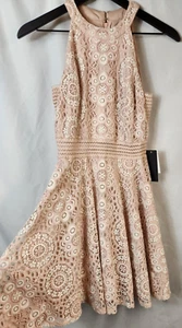 Vestido City Triangles Talla 7 Rosa Rubor Encaje Cuello Alto Sin Mangas Encaje Nuevo con Etiquetas - Imagen 1 de 9