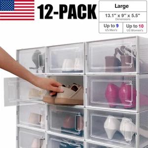 Paquete de 12 cajas de almacenamiento de zapatos apilables organizador contenedor de zapatillas soporte para contenedores - Imagen 1 de 13