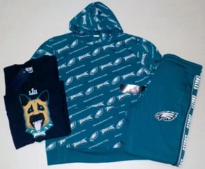 PHILADELPHIA EAGLES YOUTH SWEATPANTS HOODIE T SHIRT 3 PC. SET L XL NWT GREEN - Picture 1 of 7