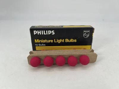 Philips #1895R Miniature Light Bulbs (10) Bulbs Frosted Red / Pink w/ Box - Image 1 of 4
