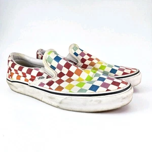 Vans Classic Slip On Rainbow Checkerboard Unisex Shoe Sneaker Men-7.5 Women 9.0 - Picture 1 of 11