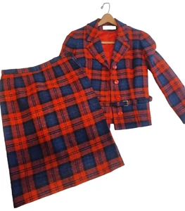 Conjunto de falda blazer traje a cuadros tartán lana Pendleton vintage traje para mujer. Talla 8 - Imagen 1 de 20