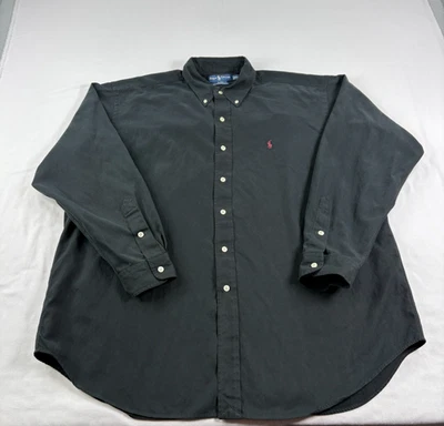 Camisa Polo Ralph Lauren Para Hombres XL Negra Mezcla de Seda Abotonada Manga Larga Blake Foto 1 de 4