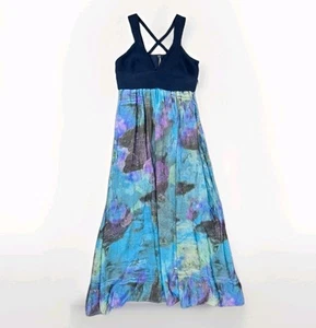 Anthropologie Dress Womens 1X Plus Blue Knit Twofer Midi Maxi Summer Tank - Picture 1 of 19