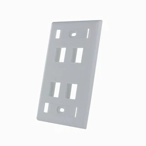 4-Port Keystone Jack RJ45 CAT Network Faceplate Wall Plate- White w/Windows - Picture 1 of 3