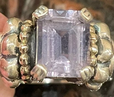 Винтажное кольцо из желтого золота 18 карат с фиолетовым аметистом икрой Лагос размер 7 - Изображение 1 из 4