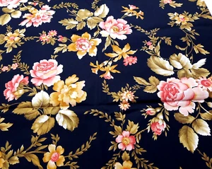 28x44" Classically Home 'Aspen' M Elizabeth Benartex Black w/Coral & Gold Floral - Picture 1 of 5