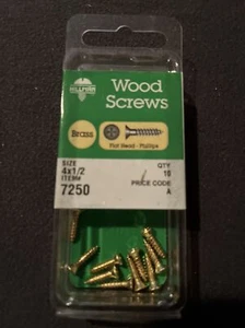 Hillman 7250 Brass Flat Head Phillips Wood Screws #4 X 1/2 Qty 10 - Picture 1 of 3