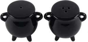 Pacific Giftware Witches Brew Black Ceramic Cauldron Salt and Pepper Set - Picture 1 of 1