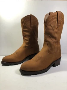 Stivali da lavoro cowboy Tecovas Bandera pelle nabuk marrone uomo taglia 11,5 D suola vibram - Foto 1 di 20