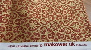 Makower Rare Vintage 'Elizabethan Brocade' Cotton Fabric 20" x 44" Gold/Red - Picture 1 of 3