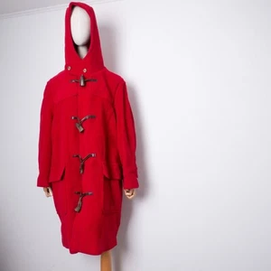 Burberry London Men Vintage Herringbone Toggle Wool Red Harington Duffle Coat 50 - Picture 1 of 12