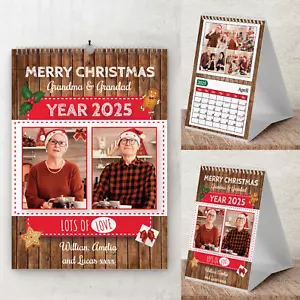 Personalisiertes Foto 12 Monate Wand-/Schreibtischkalender 2024 Weihnachten Geburtstag A5 A4 A3 - Bild 1 von 14