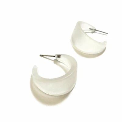 Clear Frosted Lucite Small Marilyn Hoop Earrings - Image 1 of 4