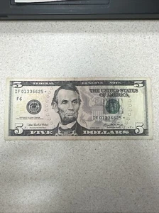 2006 Series $5 Star Note IF01336625* - Picture 1 of 3