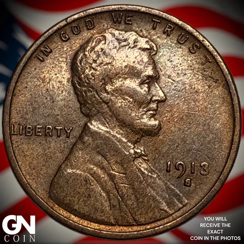 1913 S Lincoln Cent Wheat Penny  Q7985 Cover