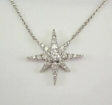 3.00Ct Round Cut Moissanite Star Pendant 14k White Gold Plated Free Chain 18"
