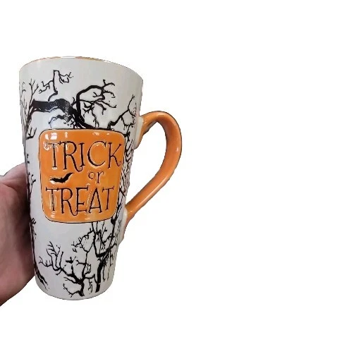 TRUCO O TRATO Taza Halloween Eli & Ana Esgrafiado Cerámica Latte 7” Grabado Foto 1 de 1