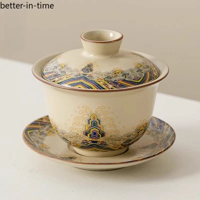 Juego de té tazón de té Kungfu taza de té horno Ru Gaiwan de cerámica retro china 150 ml Foto 1 de 4