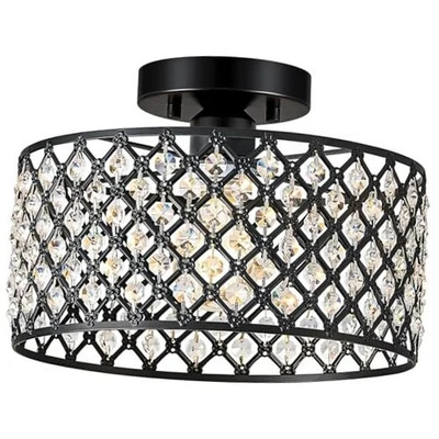 Lámpara de techo de cristal, techo moderno semi empotrado 11 en negro Foto 1 de 4