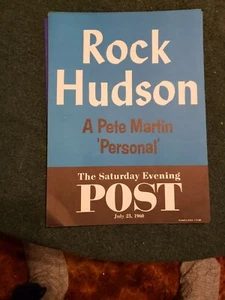 1960 News Stand Advertising ROCK HUDSON 10x13.6 cardboard SATURDAY EVENING POST - Picture 1 of 3