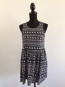 Lily Loves Dress Womens Size 12 Elephant Tribal Design Pattern Black And White - Picture 1 of 12