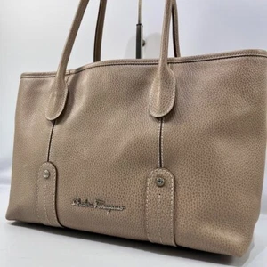Salvatore Ferragamo Beuteltasche Tasche Handtasche Leder beige echt Damen Doppelhand - Bild 1 von 16