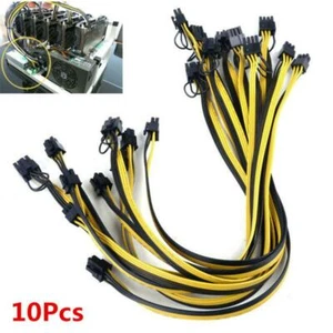 10Pcs 20cm Quality 6Pin to 8Pin (6+2Pin) Breakout Cable PCI-E Cable 18AWG Mining - Picture 1 of 12