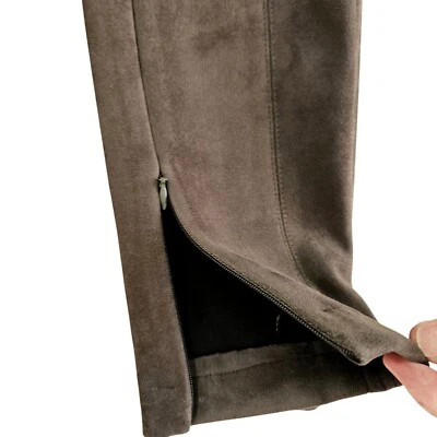 Legging Zara Basic Coll Marrón Chocolate Imitación Gamuza Mujer S Cremallera Tobillo tiro alto Foto 1 de 4