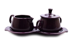 Fiesta Fiestaware Purple Cream Sugar and Tray Set - Picture 1 of 4
