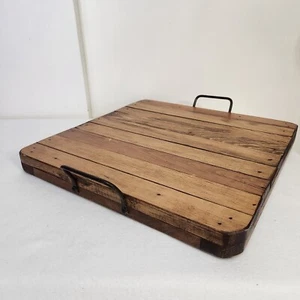 Distressed Wooden Farmhouse Solid Slat Board Table Riser Serving Tray BARWARE - Picture 1 of 13
