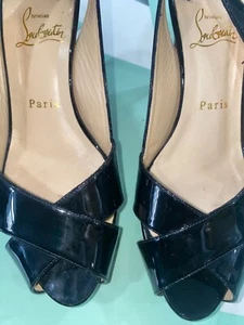 christian louboutin size 39 black patent leather wedges - Picture 1 of 15