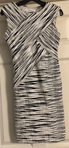 Calvin Klein Textured Brush Stripe Size 2 Stretch Side Zip Sleeveless Dress - Picture 1 of 8