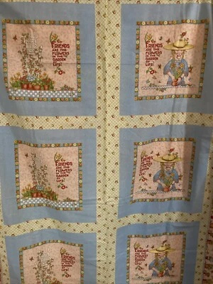 VTG Mary Engelbreit Fabric Friends Garden of Life Pastels Cheater Quilt 2.25Y - Image 1 of 4