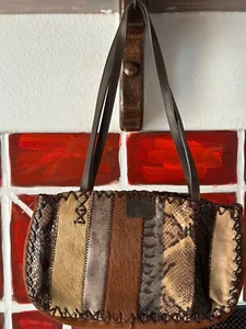 MALI PARMI 90's Vintage Mixed Animal Leather Pony Hair Phyton Skin Shoulders BAG - Picture 1 of 13