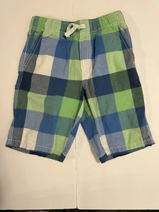 Gymboree Boys Green Blue White Plaid Pants Size 8 with Elastic Waist And Tie - Picture 1 of 3