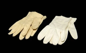 Vintage 1940's Ladies Cotton Linen Gloves 2 pair Small Fashion Ivory and Beige - Picture 1 of 2