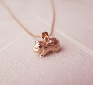 Plata de Ley Chapado en Oro Rosa Guinea Cerdo Colgante Collar Madres Regalo Dia - Bild 1 von 2