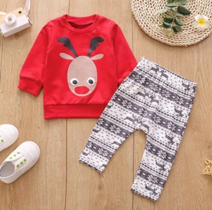 Girls Red Graphic Print Sweatshirt and Pant Set - Picture 1 of 1