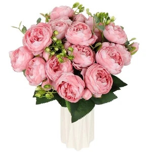 Artificial Peony Flower Silk Peonies Bouquet 4 Bundles Fake Flowers Bulk for ... - Picture 1 of 7
